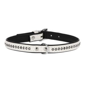 Hundhalsband Rhinestones Vit 34-39cm