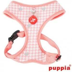 KATTSELE PUPPIA SOFT HARNESS ROSA MED SILVRIGA HJÄRTAN S