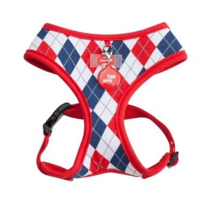 KATTSELE PUPPIA SOFT HARNESS RUTIG MED RÖTT S