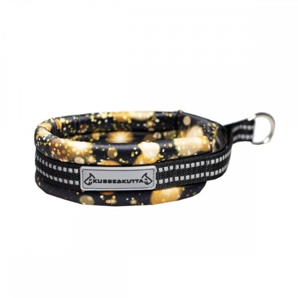 Kusse & Kutta Hundhalsband Vadderat Svart & Guld (3)