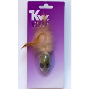 KW FUN MOUSE W/ FEATHERS CATNIP