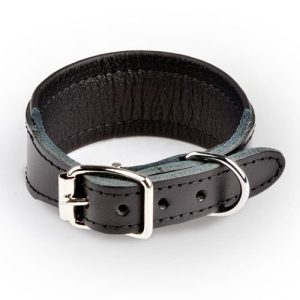 Feel Leather Basic Wide Läderhalsband Svart (3,5 x 50 cm)