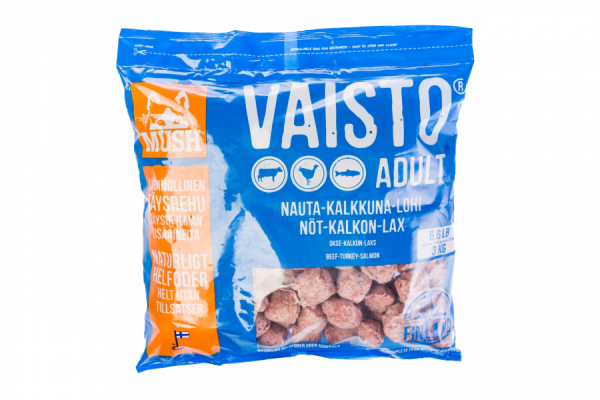 Vaisto® Köttbullar Nöt-Kalkon-Lax Hundfoder - 4x800g