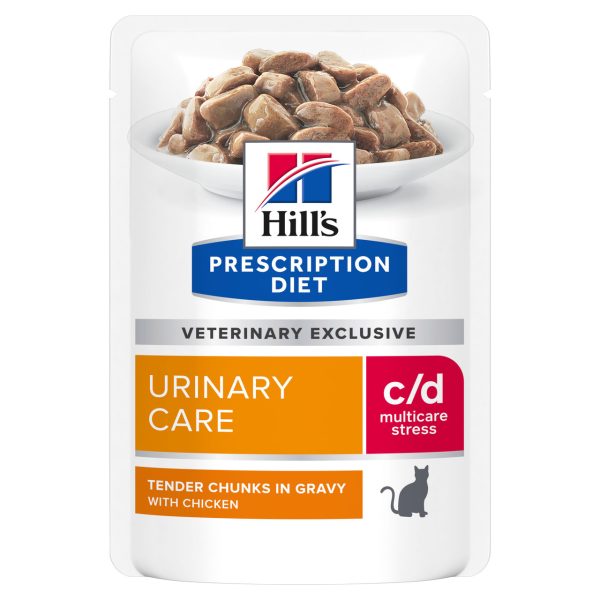 Prescription Diet c/d Multicare Stress Pouch, Kattfoder med Kyckling - 12 st x 85 g