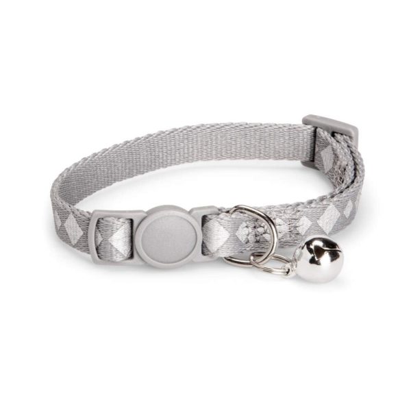 Basic Cat Reflective Check Halsband (Grå)