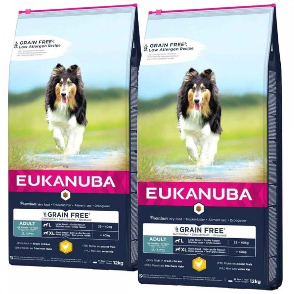 Eukanuba Grain Free Adult Large & Giant Chicken 2 x 12kg