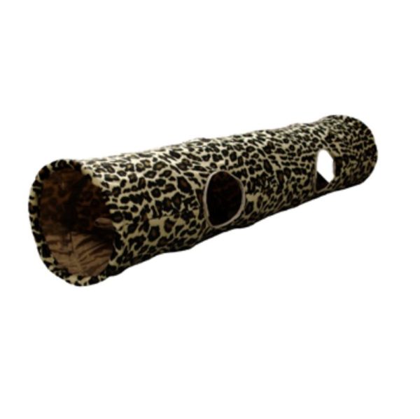 Kattleksak Tunnel i leopardtyg 130 x 25 cm