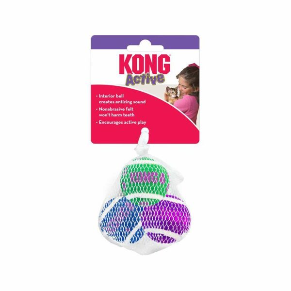 Kong Cat Active Tennisball W/bells 3 pack