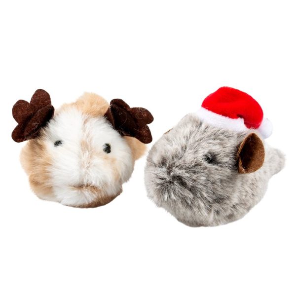 Xmas fluffy mice 2-pack