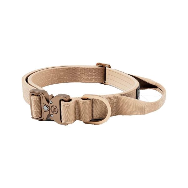 BullyBillows Combat Hundhalsband med Handtag Beige XS 2,5 cm