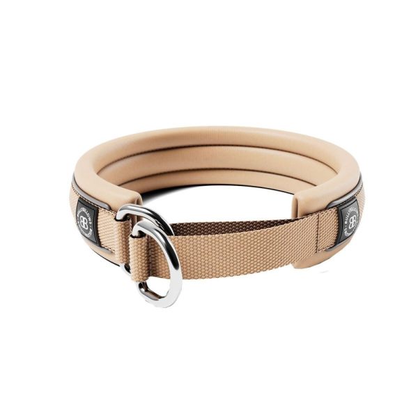 BullyBillows Hundhalsband Halvstryp Beige Reflekterande 3 cm (XXS)