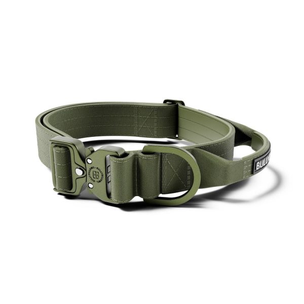 BullyBillows Combat Hundhalsband med Handtag Grön 4 cm (L)